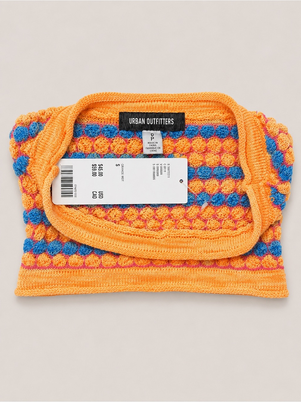 NWT Urban Outfitters Orange Mot Textured Knit Tube Top | Size Small - Picture 3 of 4